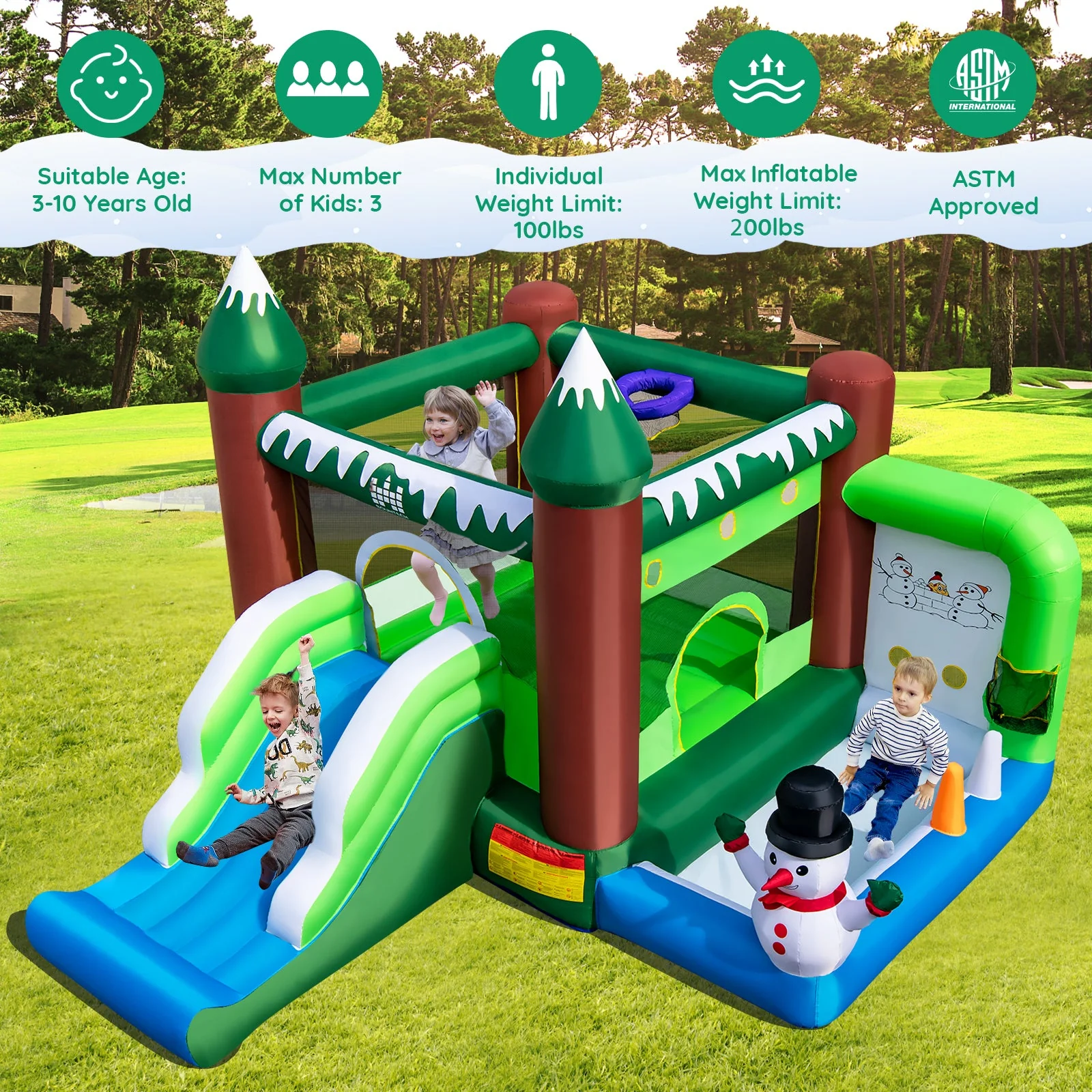 Inflatable Christmas Bouncy House with 735w Blower - Image 8