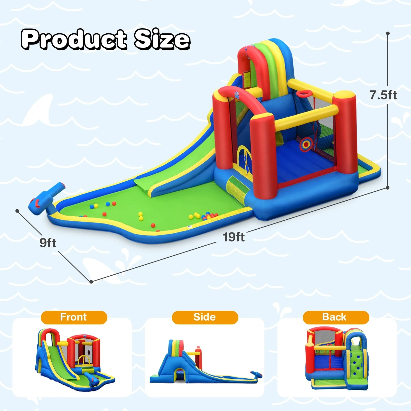 Inflatable Kid Bounce House Slide Climbing Splash Park Pool Jumping Castle Without Blower - Image 4