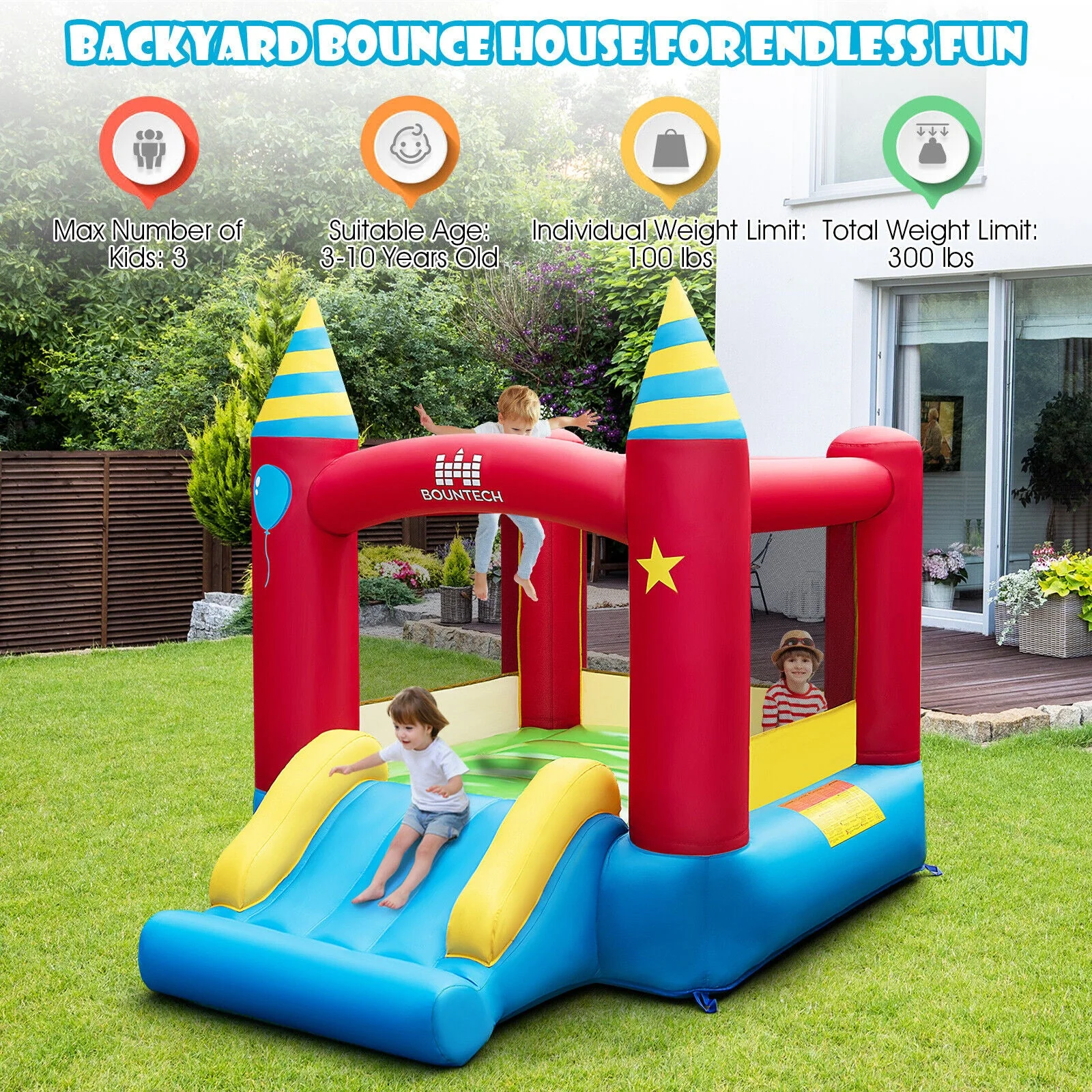 Inflatable Kids Bounce Castle with 480W Blower - Image 6