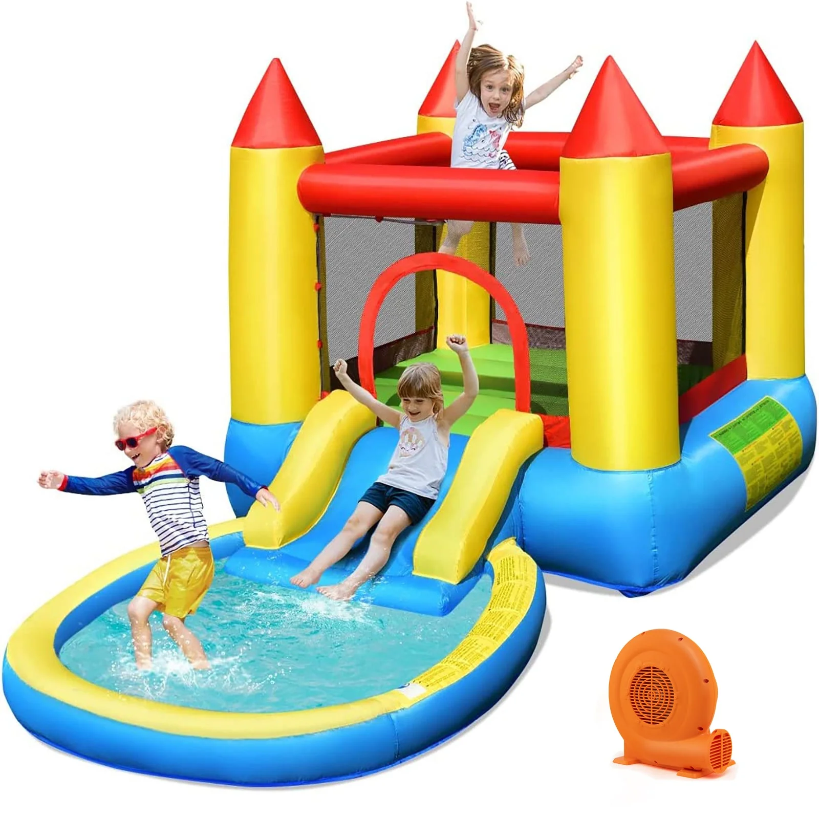 Inflatable Kids Slide Bounce House with 550w Blower - Image 3