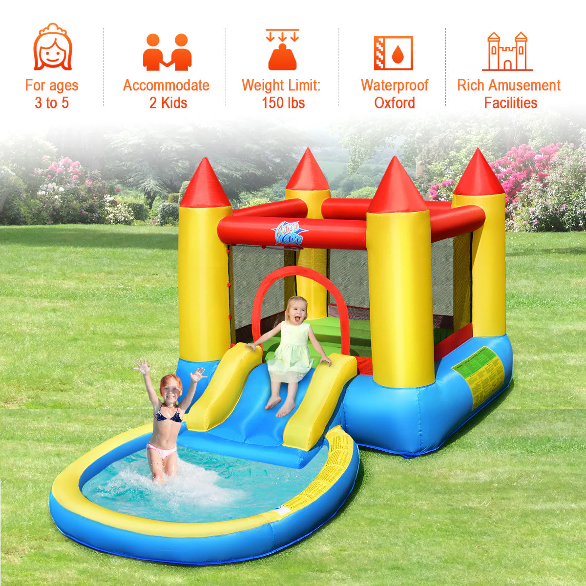 Inflatable Kids Slide Bounce House with 550w Blower - Image 5