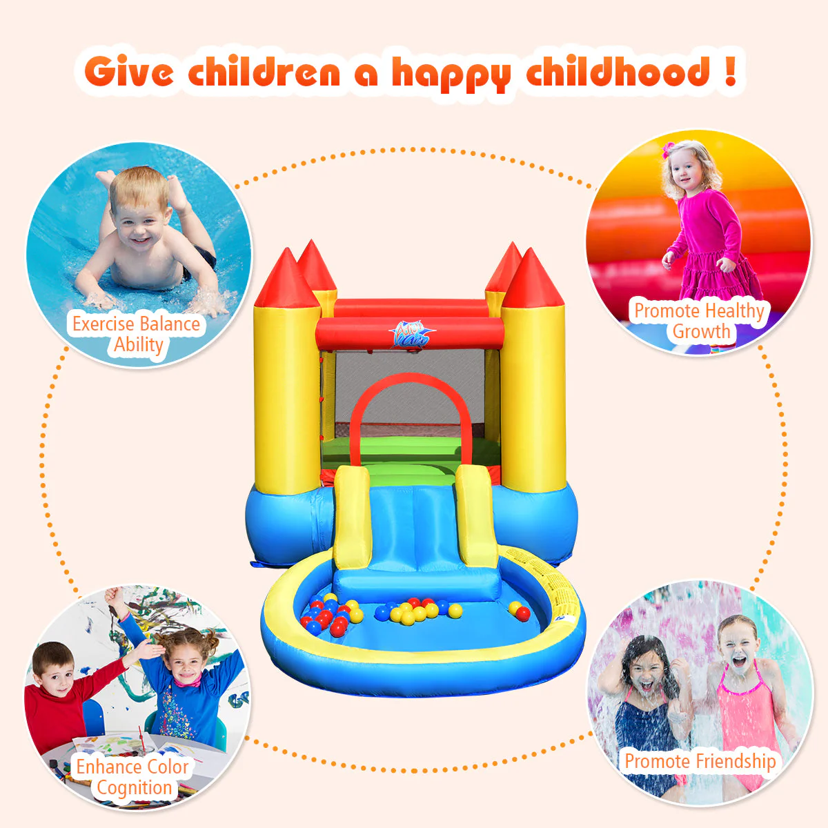 Inflatable Kids Slide Bounce House with 550w Blower - Image 6