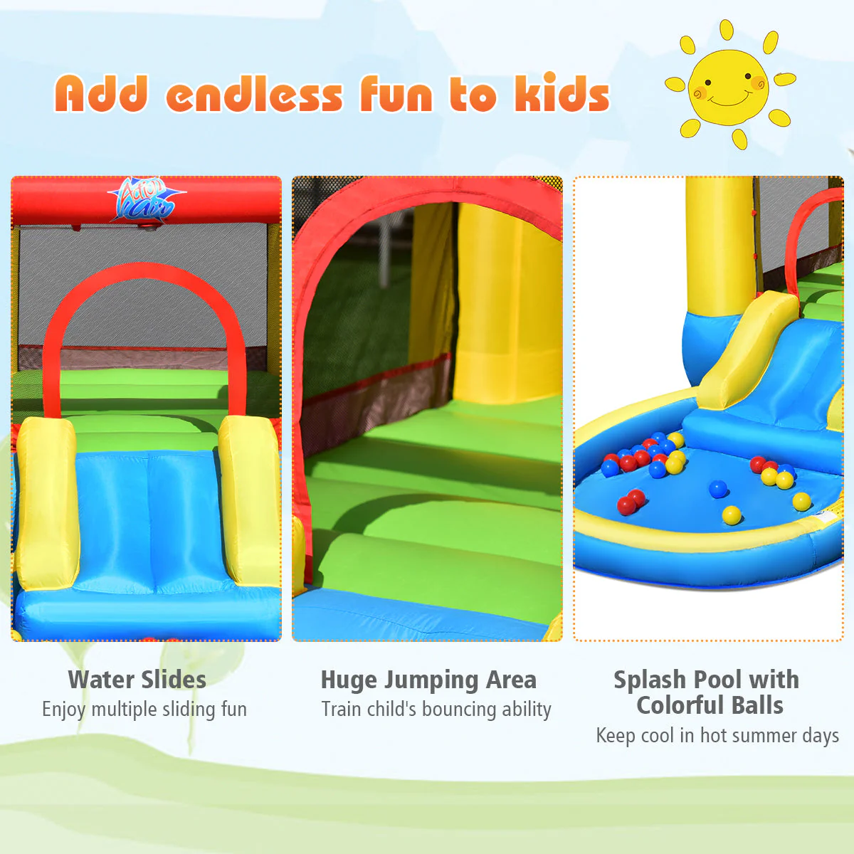 Inflatable Kids Slide Bounce House with 550w Blower - Image 7