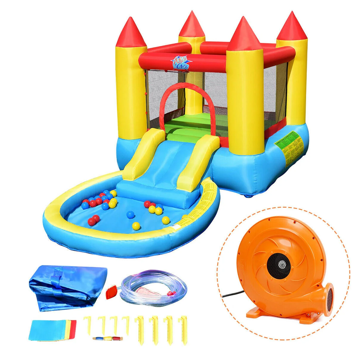 Inflatable Kids Slide Bounce House with 580w Blower - Image 5