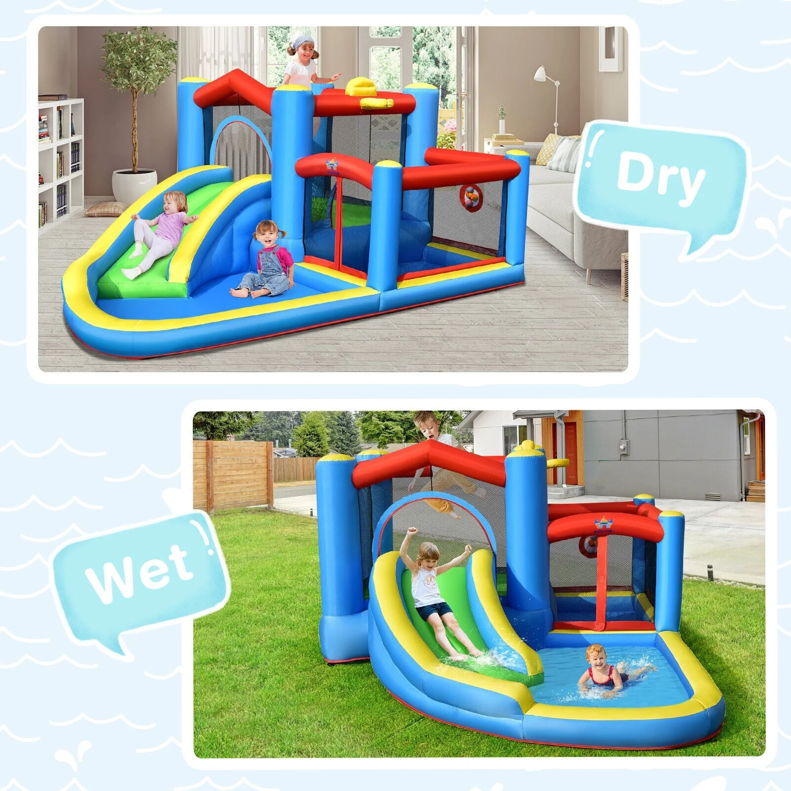 Inflatable Kids Water Slide Outdoor Indoor Slide Bounce Castle without Blower - Image 2