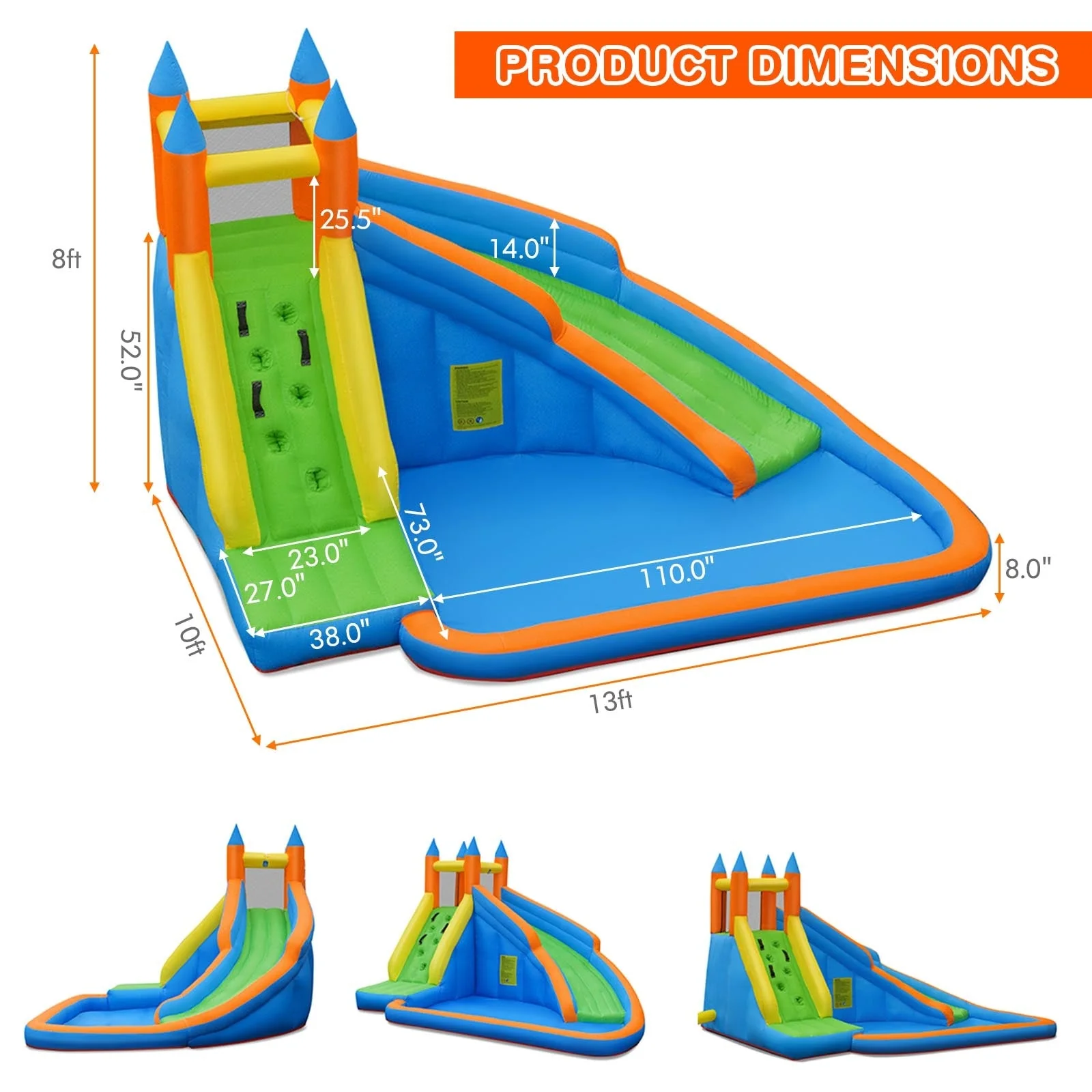 Inflatable Mighty Bounce House Jumper with Water Slide without Blower - Image 5