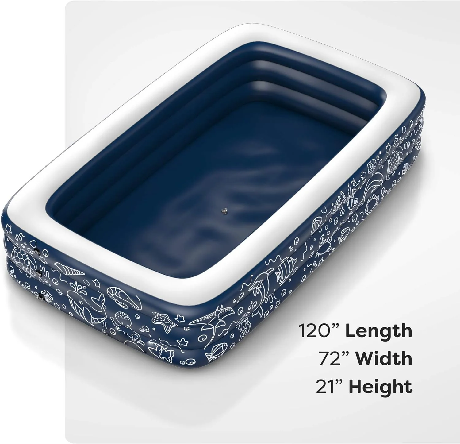 Inflatable Swimming Pool XL for Kids/Adults/Family, Dark Blue (Large 10'x6' Ft / 22" Inches Deep) - Image 2