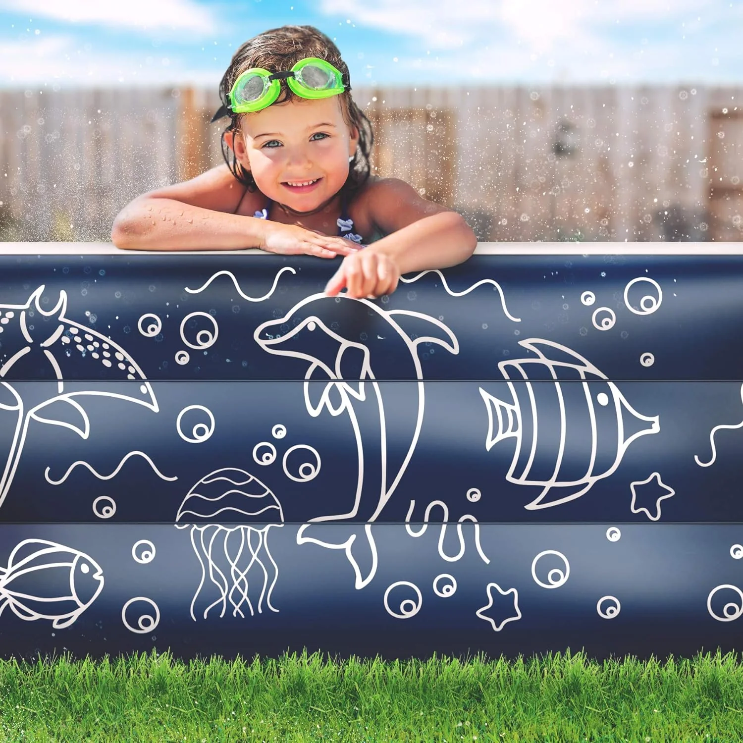 Inflatable Swimming Pool XL for Kids/Adults/Family, Dark Blue (Large 10'x6' Ft / 22" Inches Deep) - Image 4
