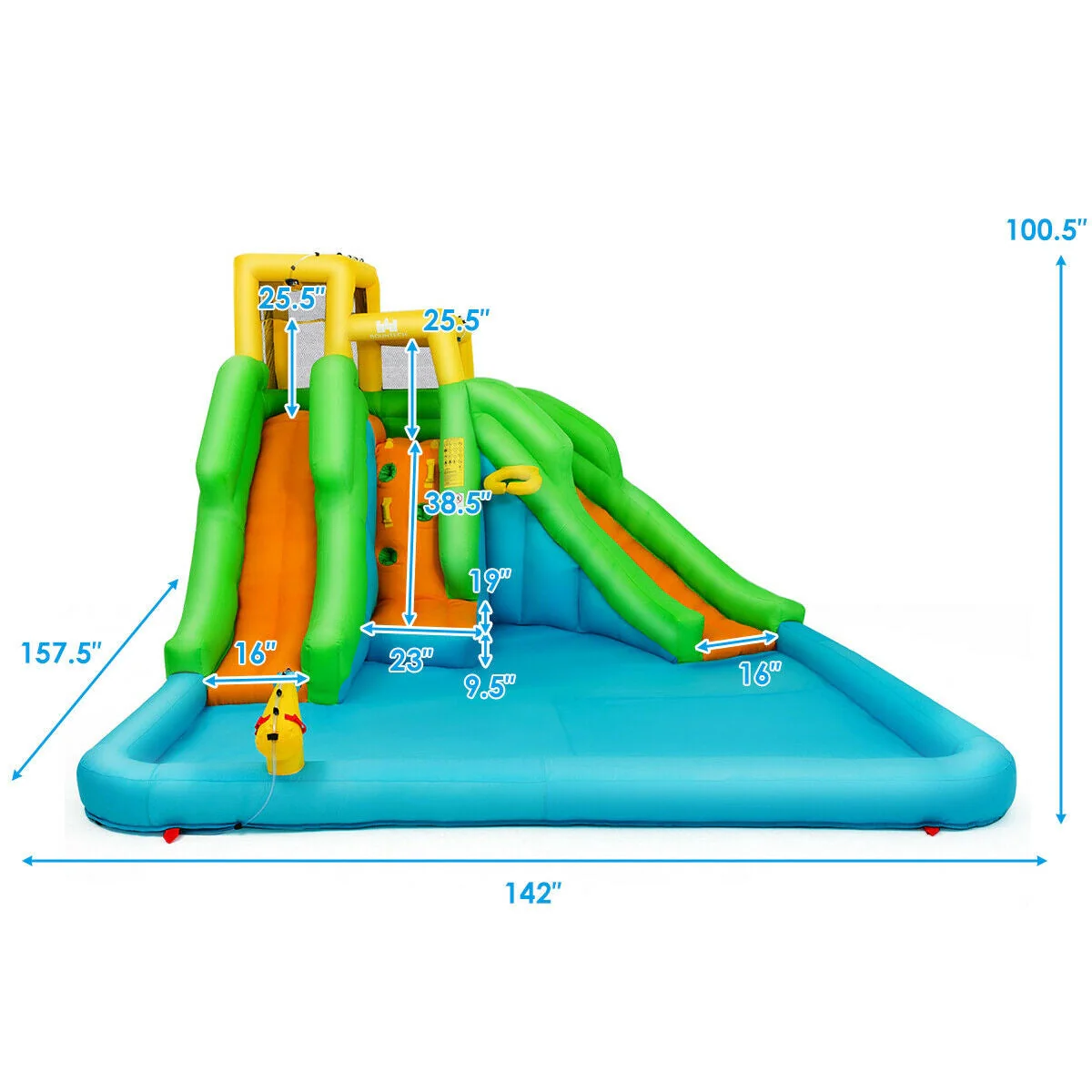 Inflatable Water Park Bounce House with Climbing Wall without Blower - Image 4