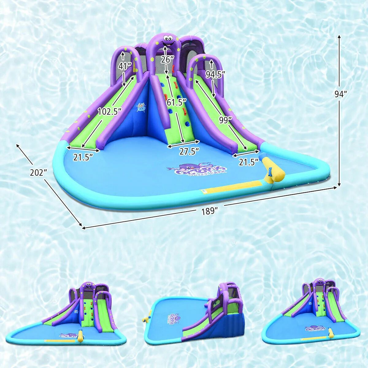Inflatable Water Park Mighty Bounce House with Pool and 780W Blower - Image 4