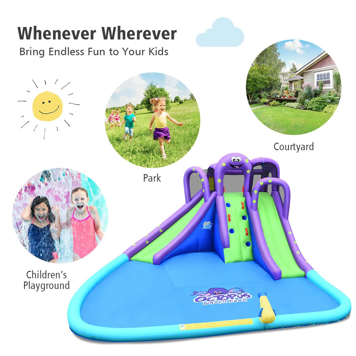 Inflatable Water Park Mighty Bounce House with Pool and 780W Blower - Image 6