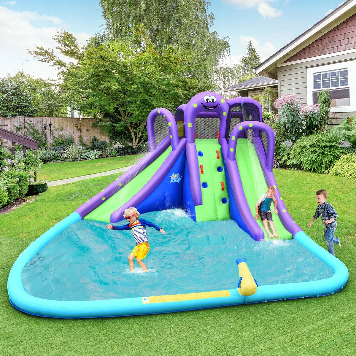 Inflatable Water Park Mighty Bounce House with Pool and 780W Blower - Image 7