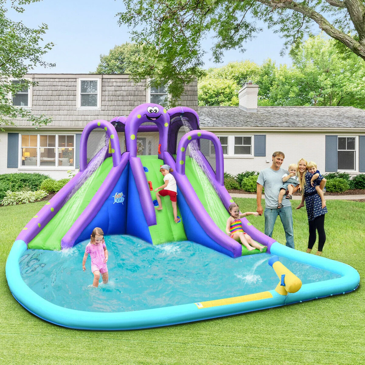Inflatable Water Park Mighty Bounce House with Pool and 780W Blower - Image 8