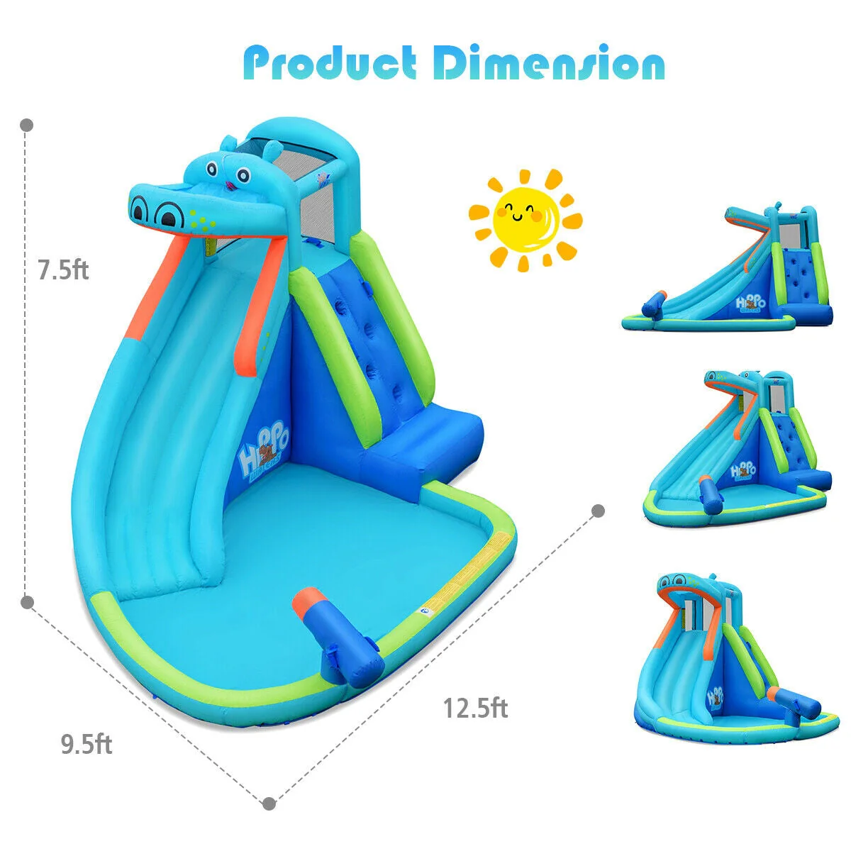 Inflatable Water Pool with Splash and Slide Without Blower - Image 4