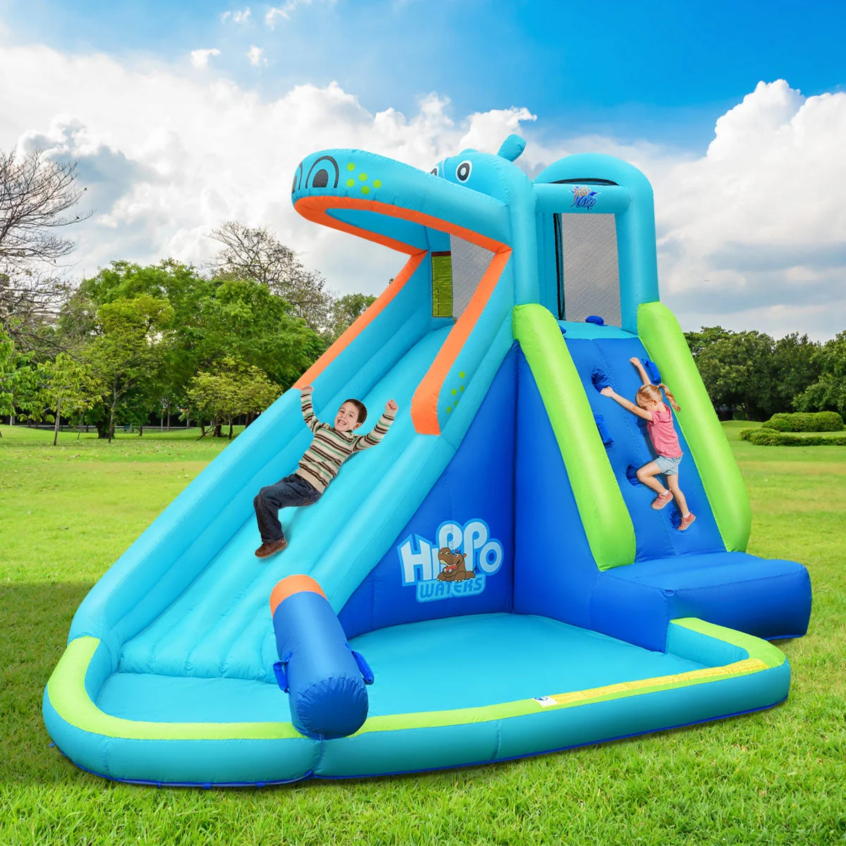 Inflatable Water Pool with Splash and Slide Without Blower - Image 6