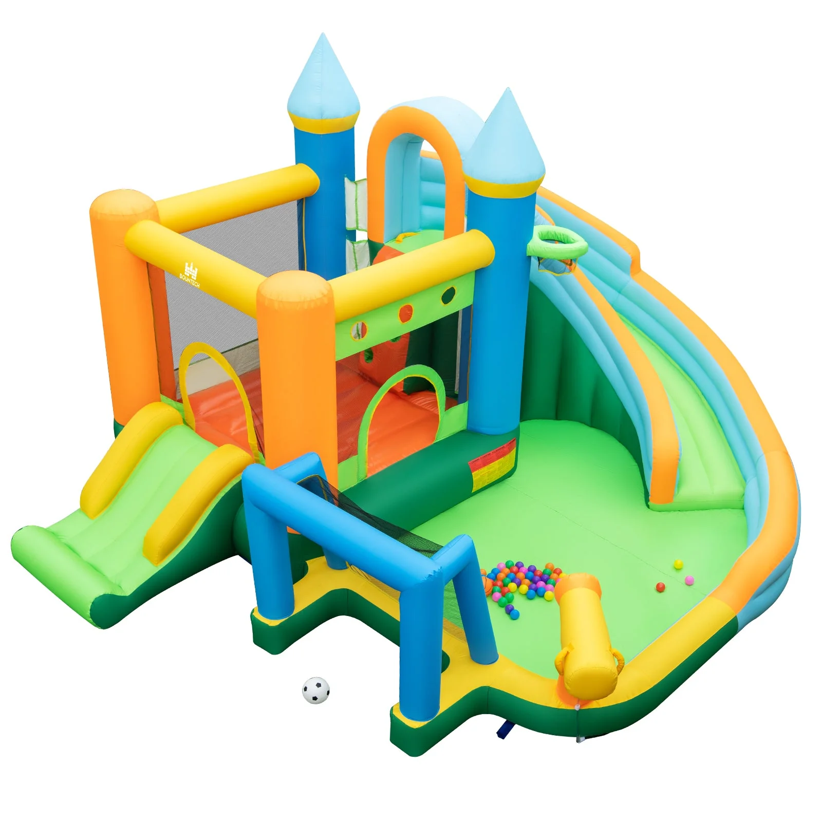 Inflatable Water Slide Blowup Bounce House with Dual Slides and Splash Pool (Without Blower) - Image 2