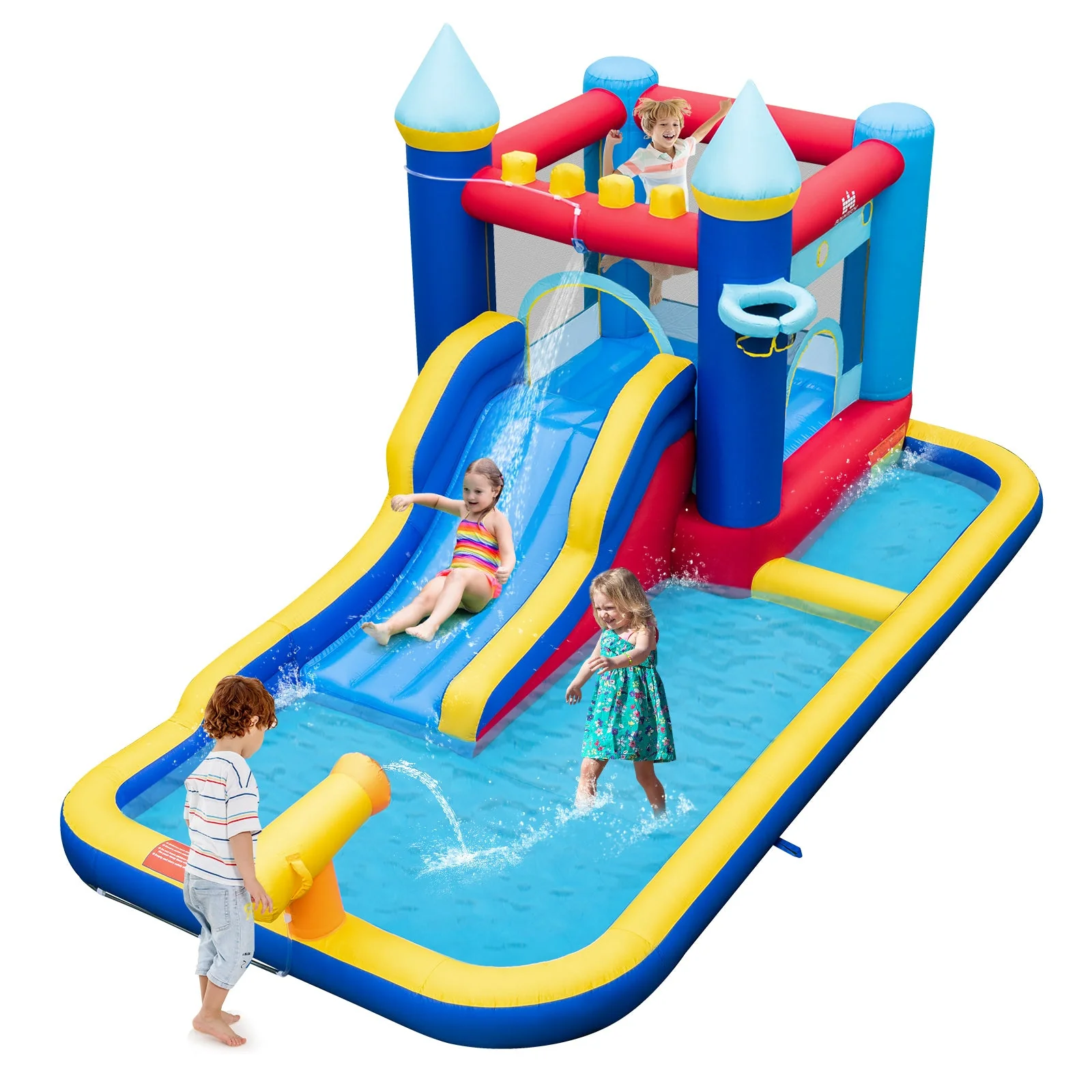 Inflatable Water Slide Bounce House with 680W Blower and 2 Pools - Image 3