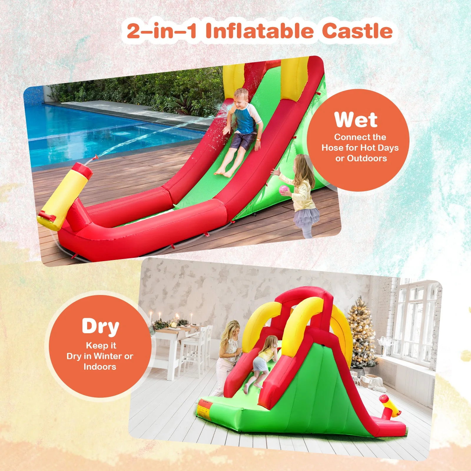 Inflatable Water Slide Bounce House with Climbing Wall and Jumper with 380W Blower - Image 6