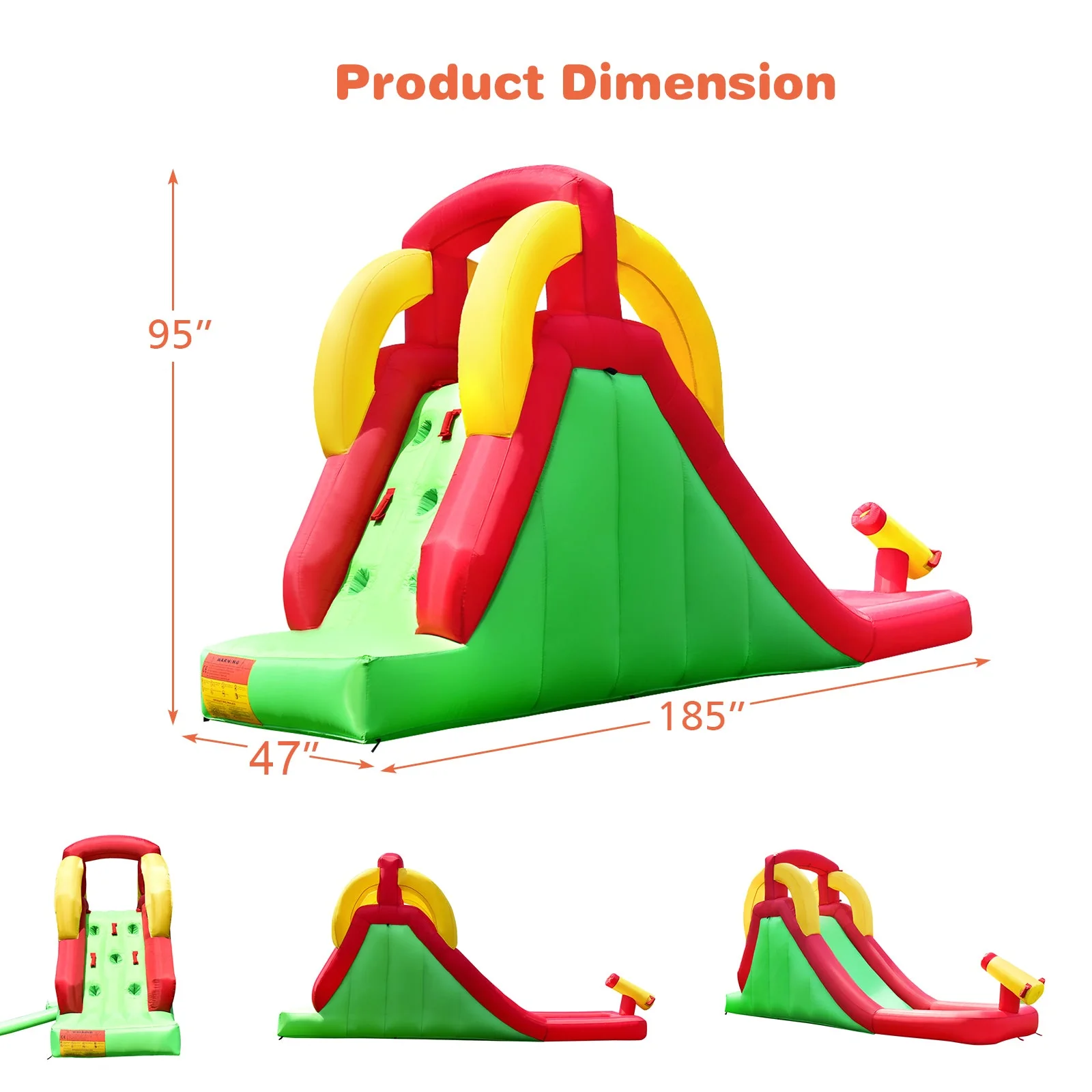 Inflatable Water Slide Bounce House with Climbing Wall and Jumper with 550W Blower - Image 4