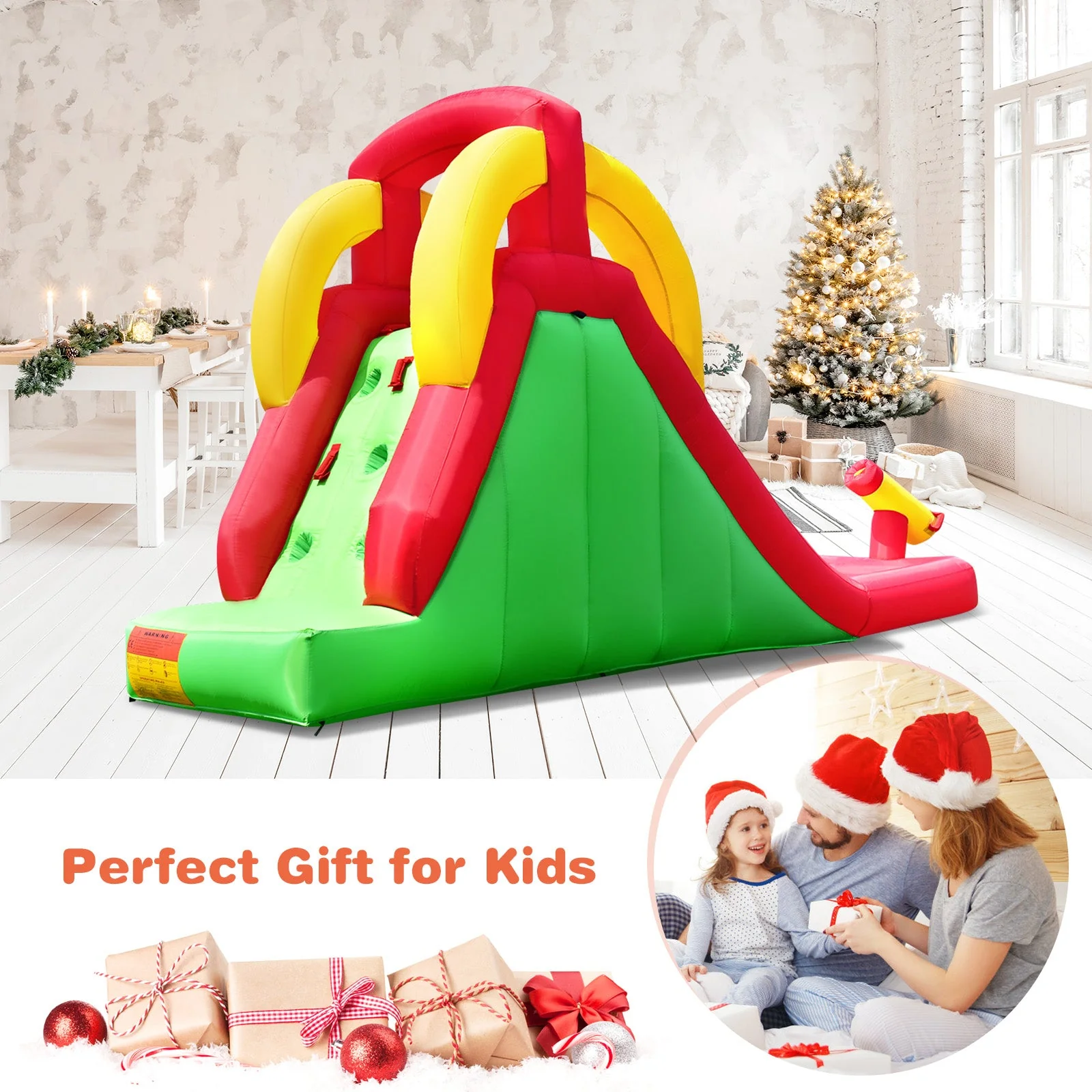 Inflatable Water Slide Bounce House with Climbing Wall Jumper and 480W Blower - Image 2