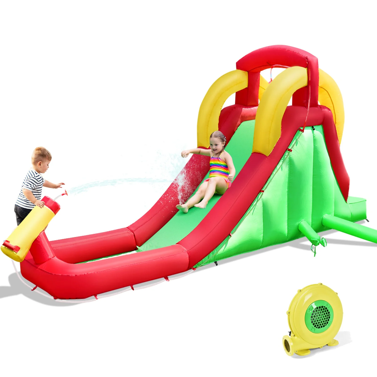 Inflatable Water Slide Bounce House with Climbing Wall Jumper and 480W Blower - Image 3