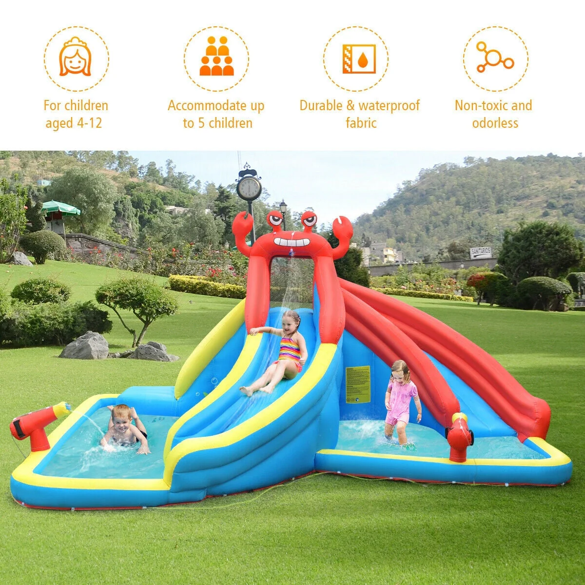 Inflatable Water Slide Bounce House with Water Cannon and 950W Blower - Image 2