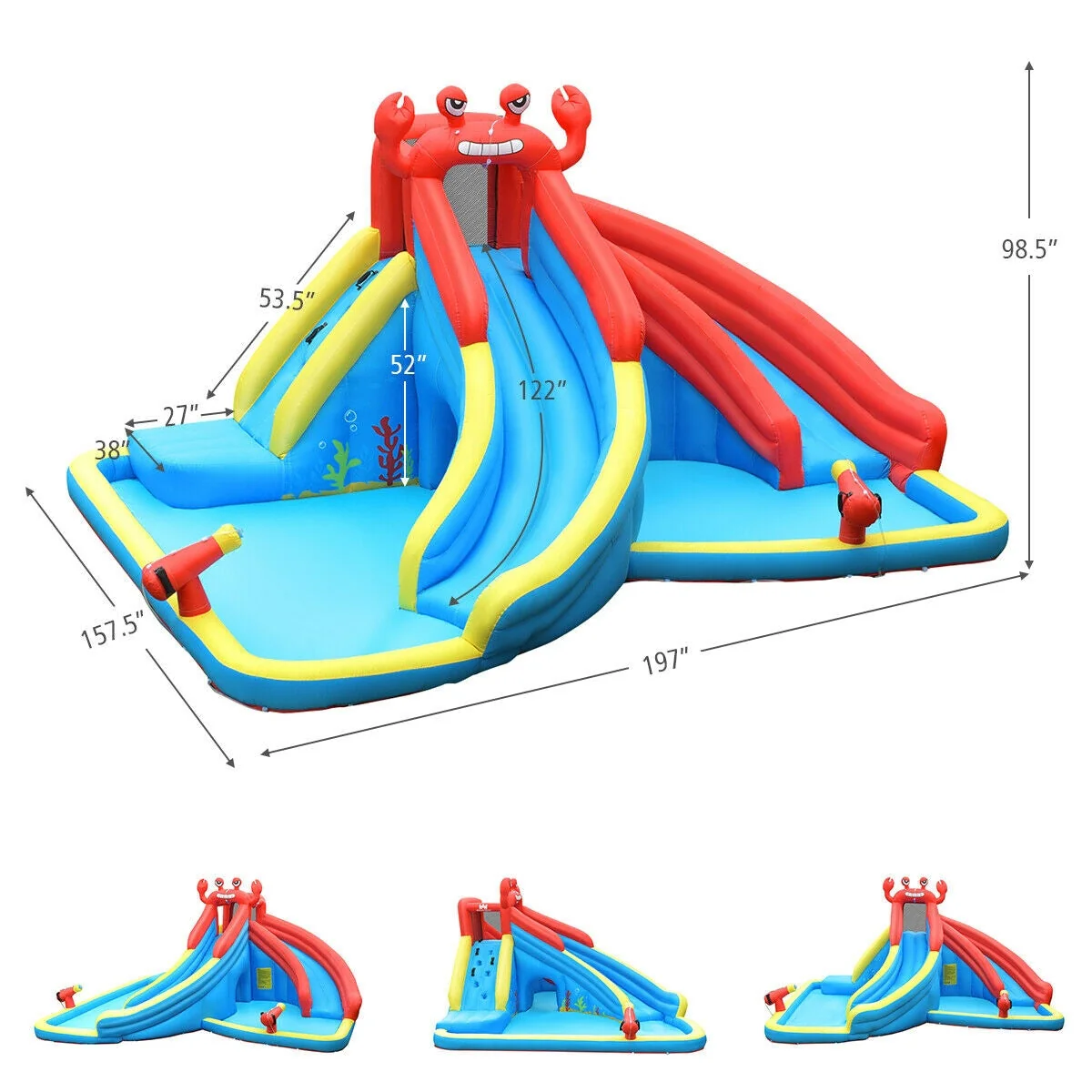 Inflatable Water Slide Bounce House with Water Cannon and 950W Blower - Image 4