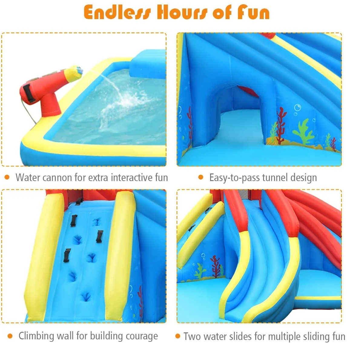 Inflatable Water Slide Bounce House with Water Cannon and 950W Blower - Image 5