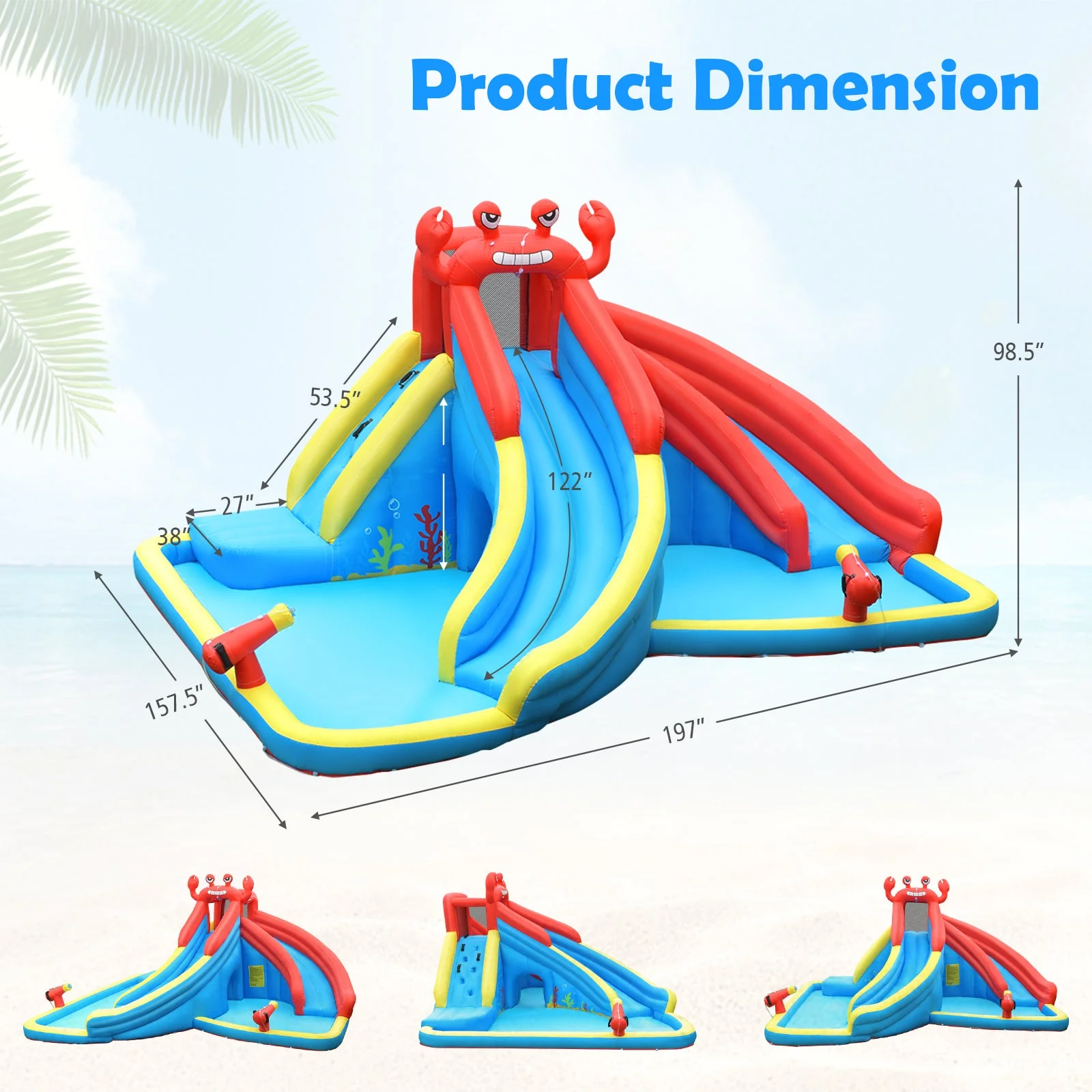 Inflatable Water Slide Bounce House with Water Cannon with 680W Blower - Image 3
