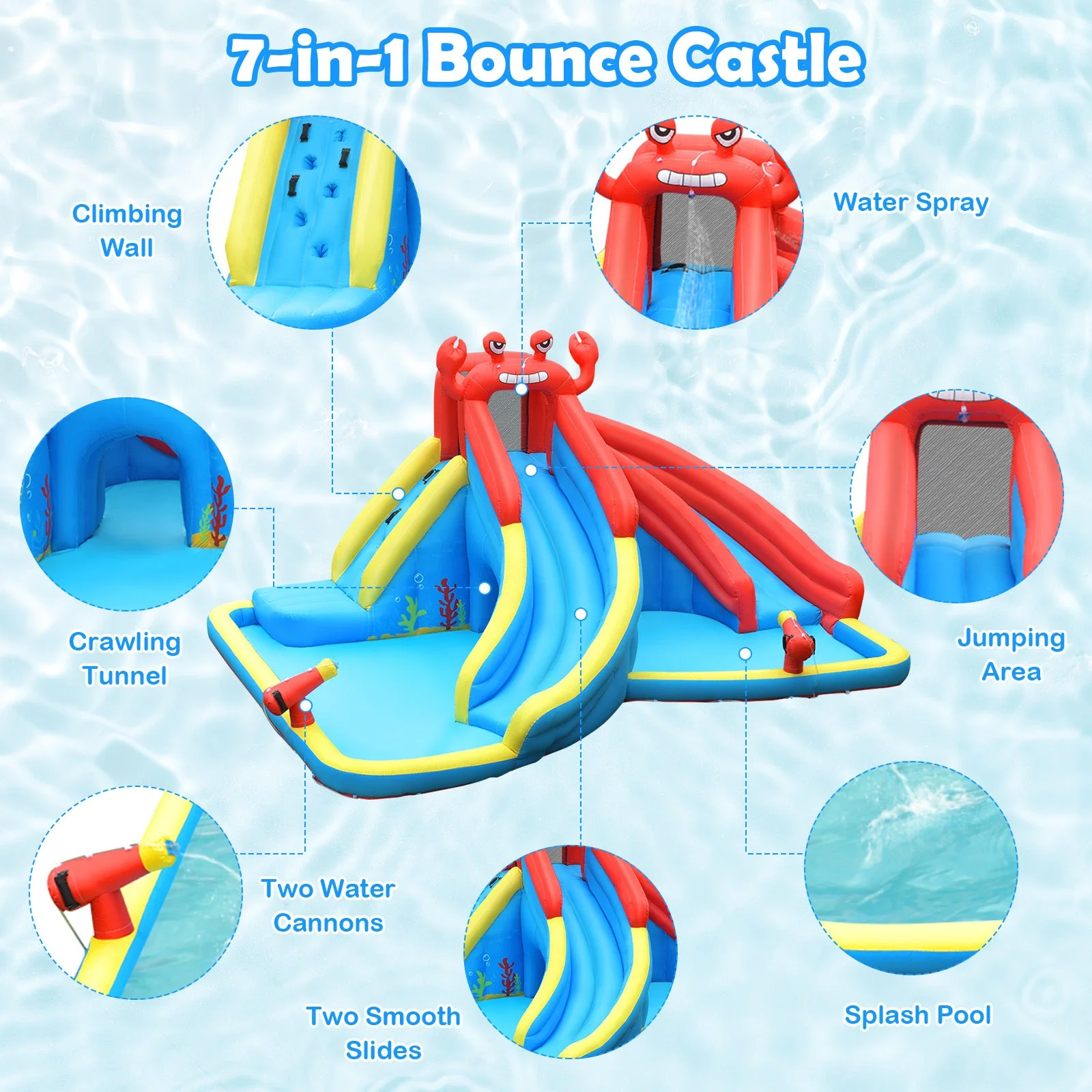 Inflatable Water Slide Bounce House with Water Cannon with 680W Blower - Image 5