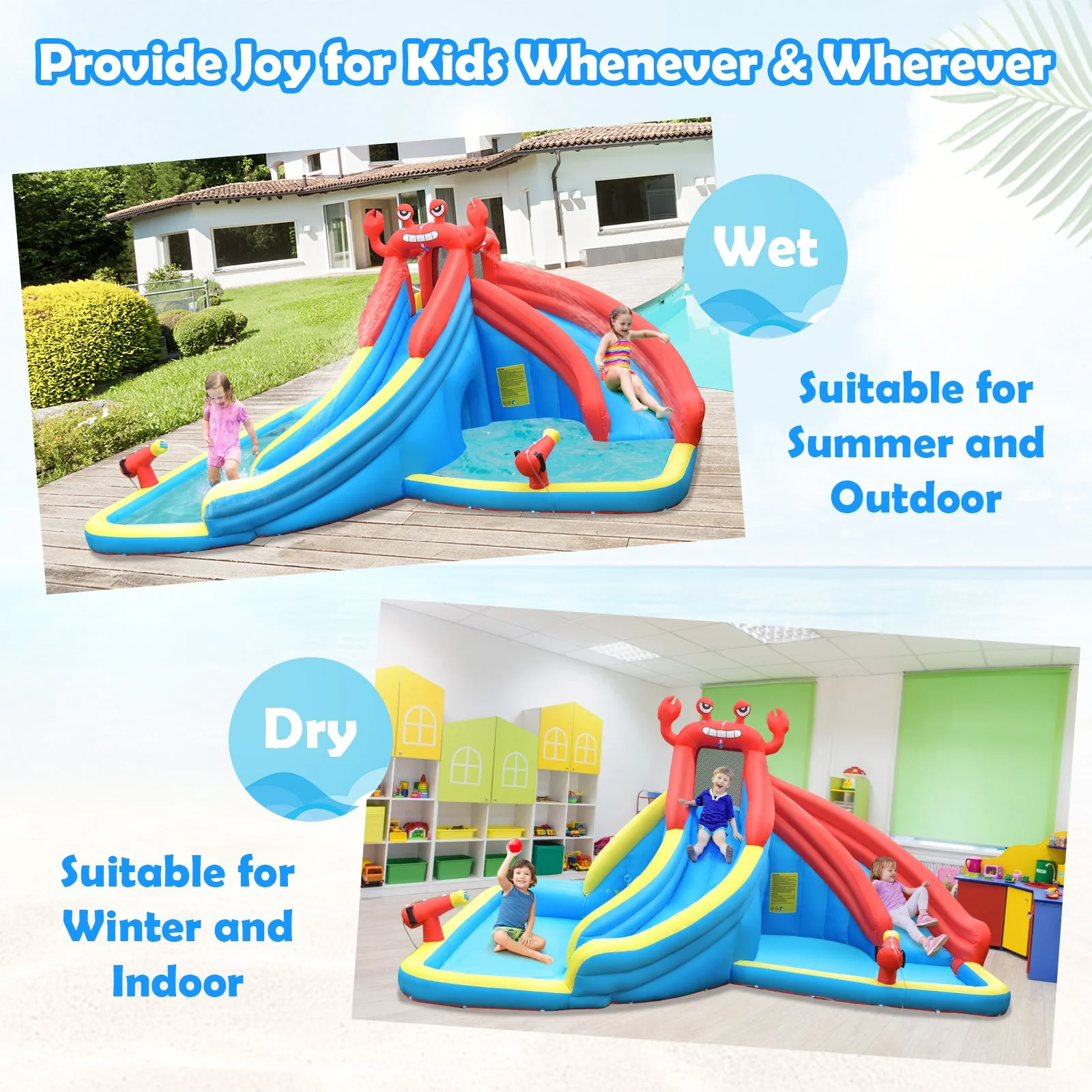 Inflatable Water Slide Bounce House with Water Cannon with 680W Blower - Image 6