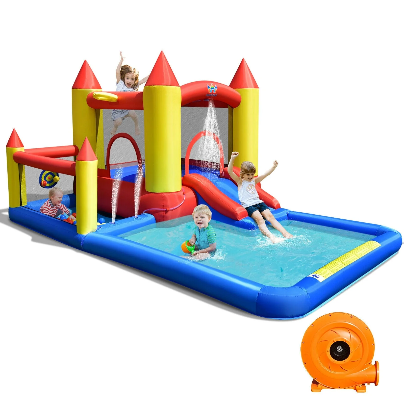Inflatable Water Slide Castle Kids Bounce House with 480W Blower - Image 3