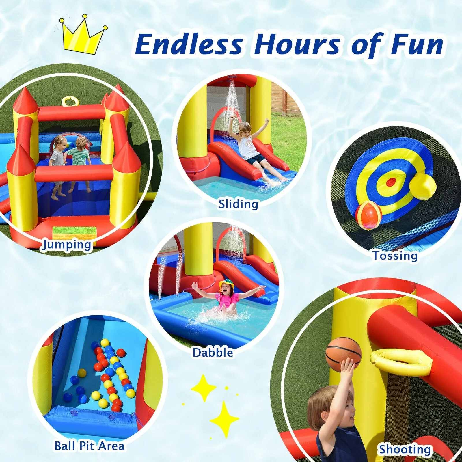 Inflatable Water Slide Castle Kids Bounce House with 480W Blower - Image 8