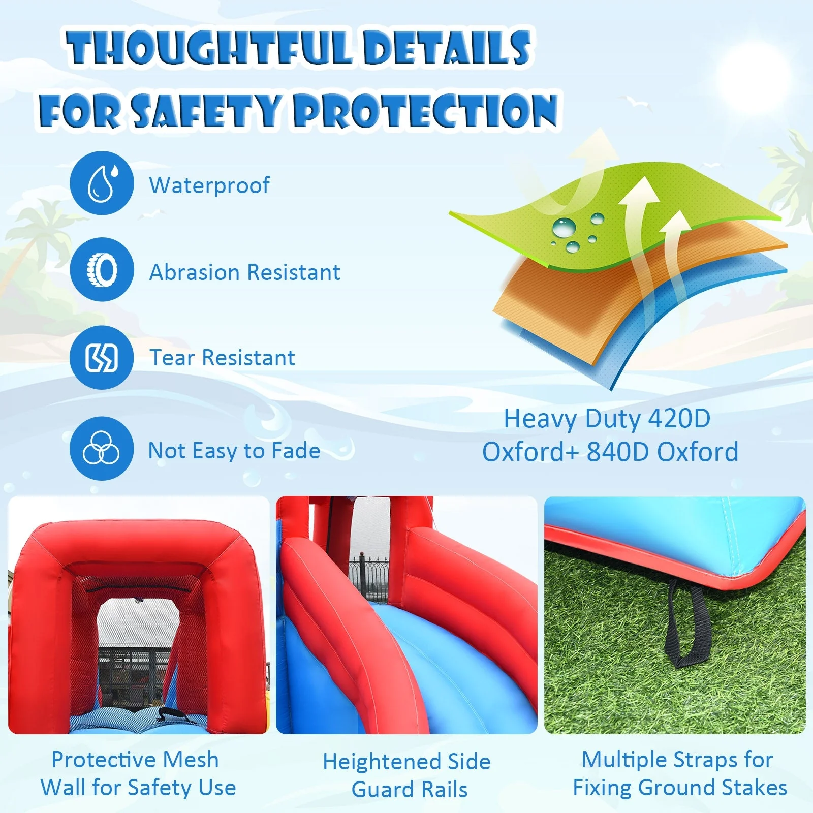 Inflatable Water Slide Crab Dual Slide Bounce House without Blower - Image 6