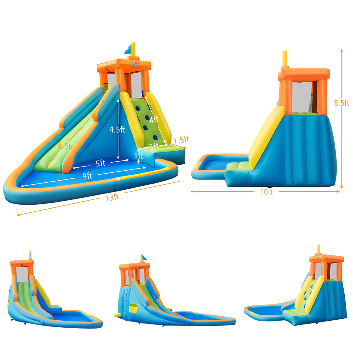 Inflatable Water Slide Kids Bounce House with 680W Blower - Image 5