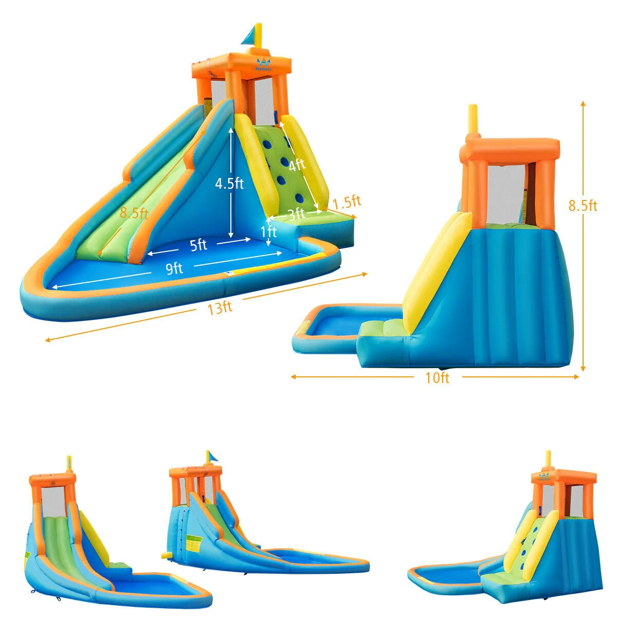 Inflatable Water Slide Kids Bounce House with 740W Blower - Image 4
