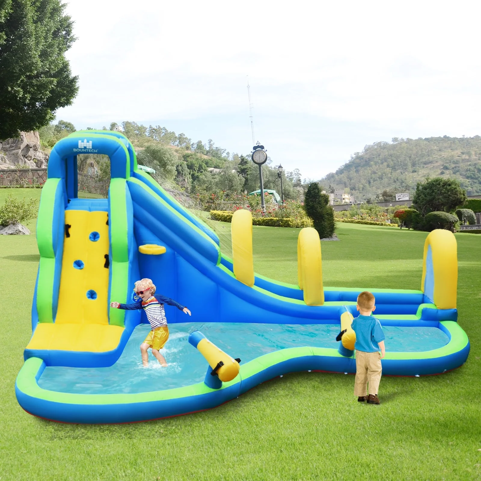 Inflatable Water Slide Kids Bounce House with Water Cannons and Hose Without Blower - Image 6