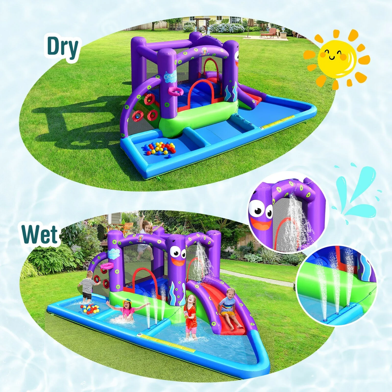 Inflatable Water Slide Park with Splash Pool and 750W Blower - Image 7
