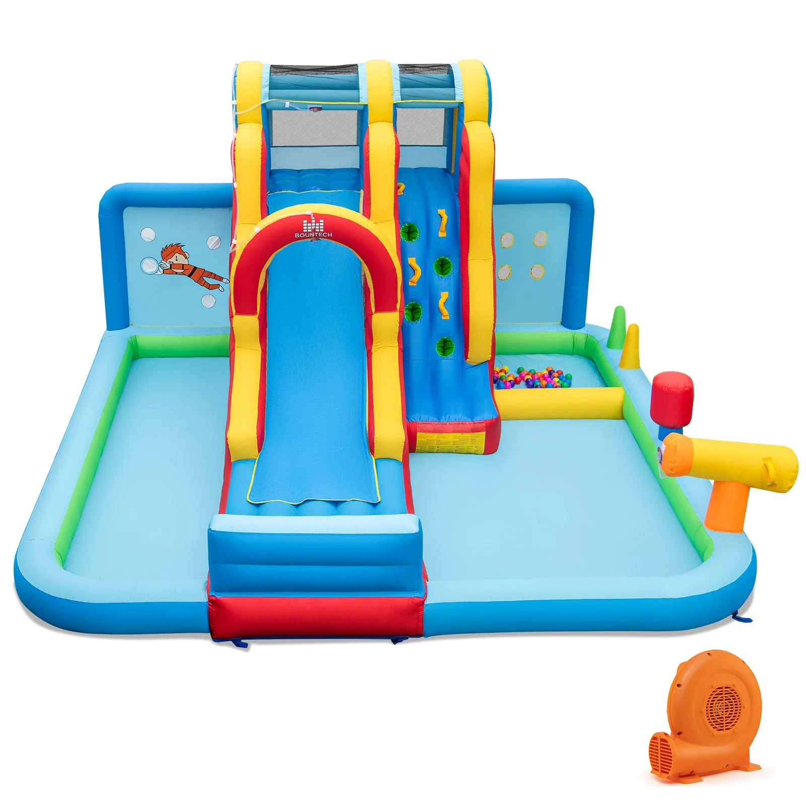 Inflatable Water Slide Water Park with Long Slide and Splash Pools and Ball Pit with 680W Blower - Image 2