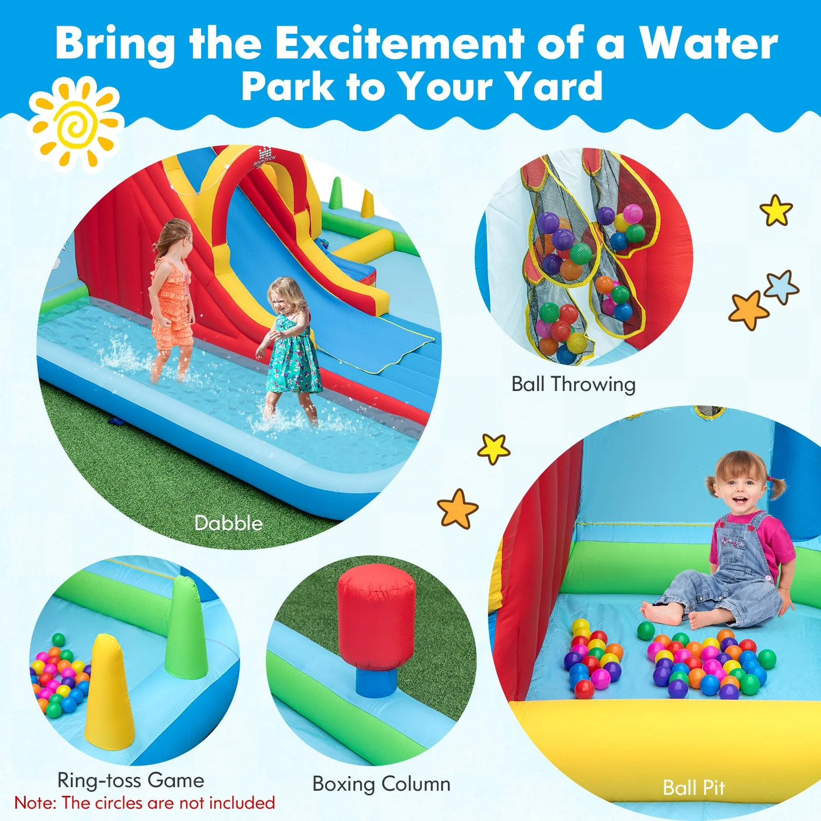 Inflatable Water Slide Water Park with Long Slide and Splash Pools and Ball Pit with 680W Blower - Image 8