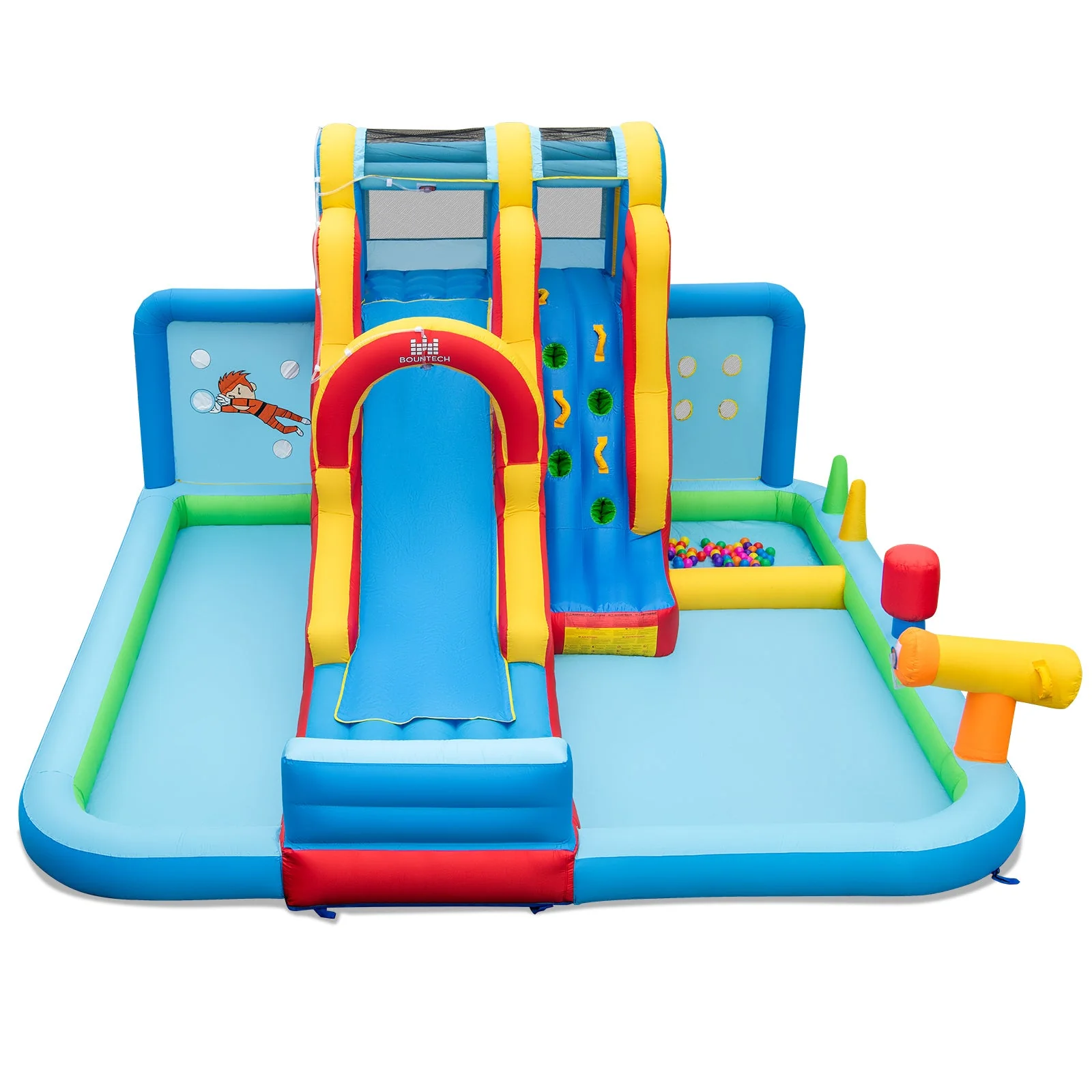 Inflatable Water Slide Water Park with Long Slide and Splash Pools and Ball Pit without Blower - Image 2