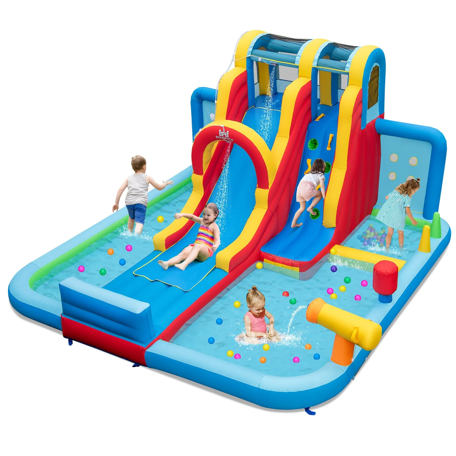 Inflatable Water Slide Water Park with Long Slide and Splash Pools and Ball Pit without Blower - Image 5