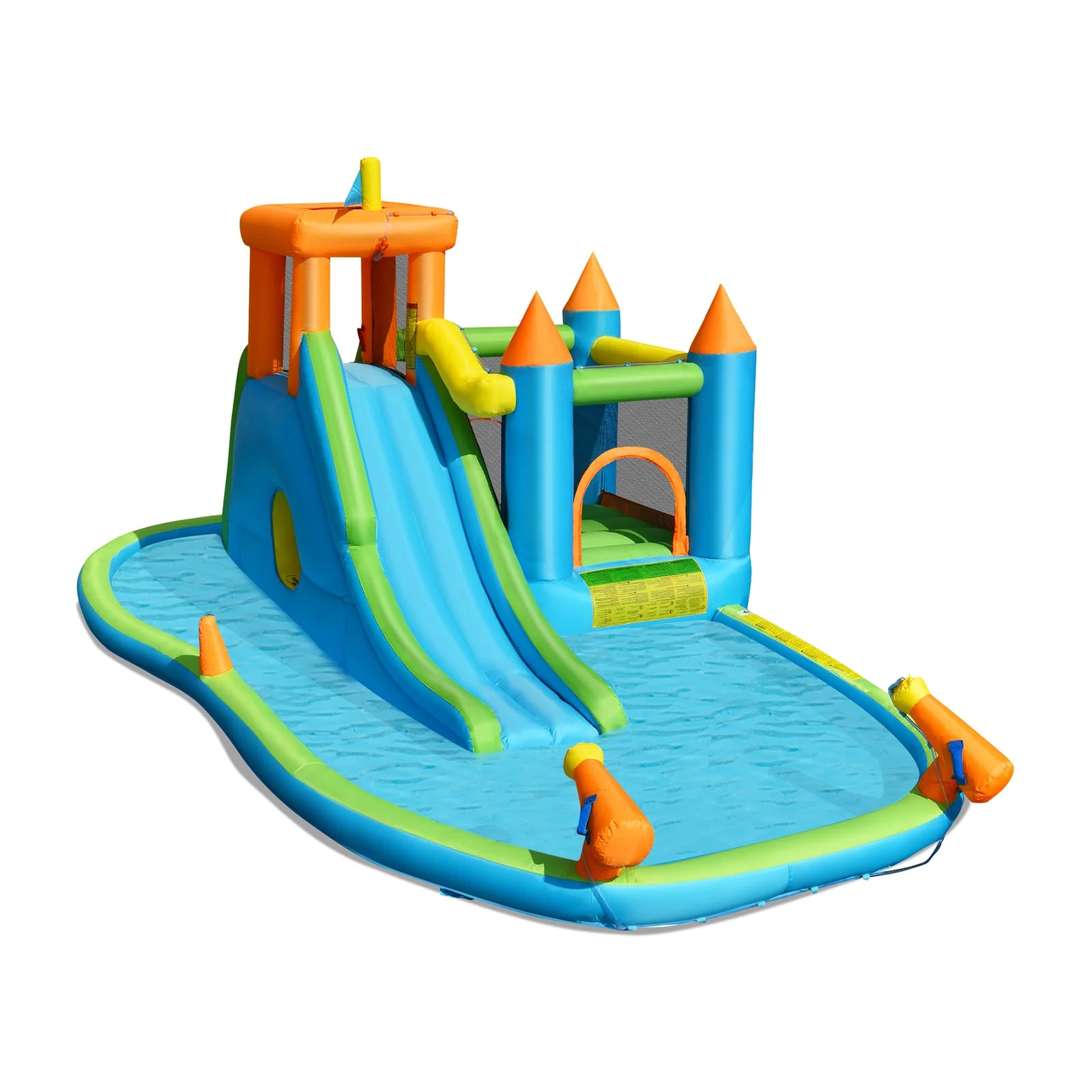 Inflatable Water Slide with Bounce House and Splash Pool without Blower for Kids - Image 3