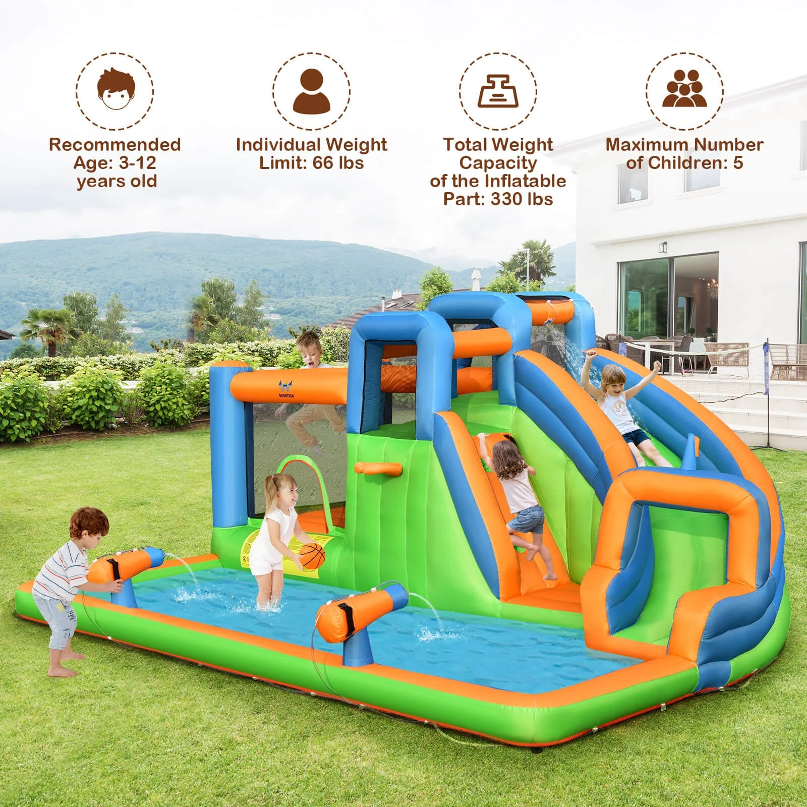 Inflatable Water Slide with Dual Climbing Walls and Blower Excluded - Image 4