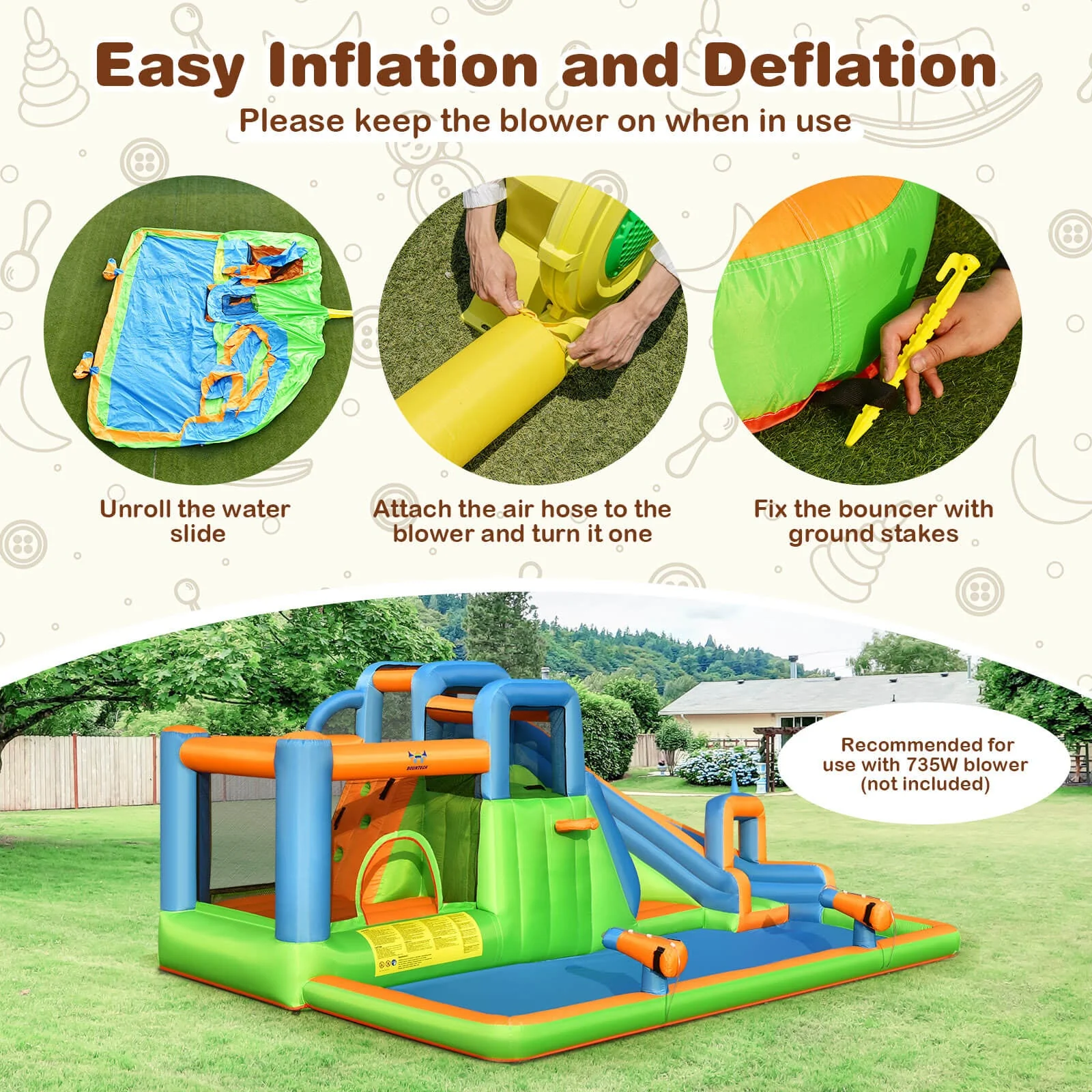 Inflatable Water Slide with Dual Climbing Walls and Blower Excluded - Image 5