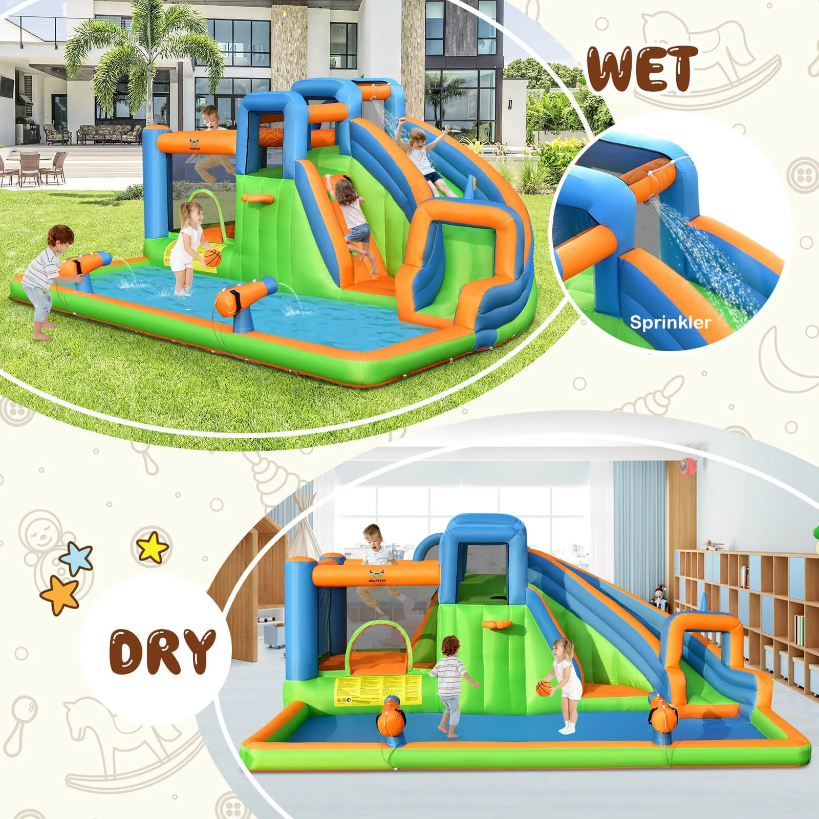 Inflatable Water Slide with Dual Climbing Walls and Blower Excluded - Image 6