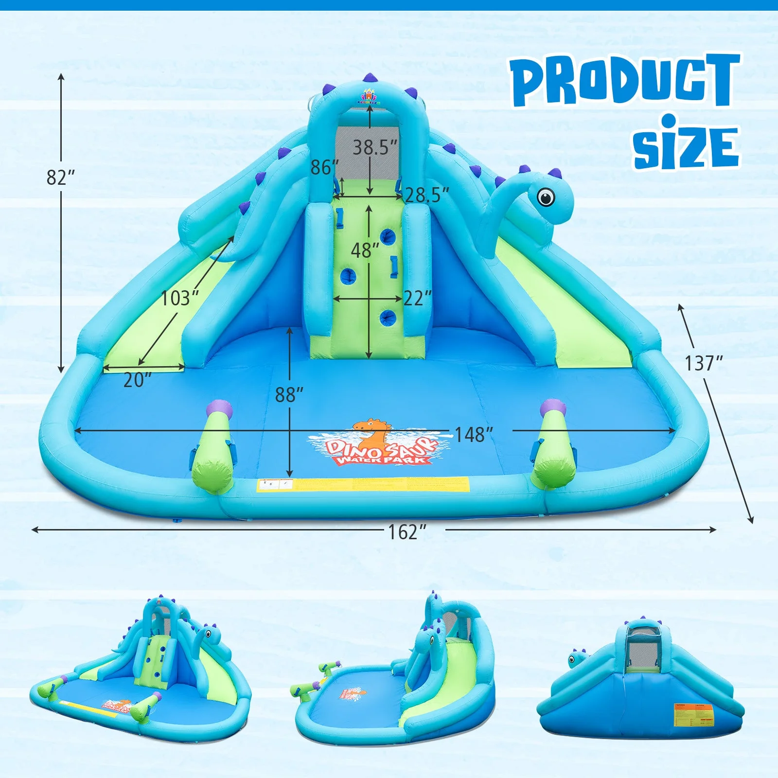 Inflatable Water Slide with Dual Slides and Large Splash Pool and Carry Bag (with 584W Blower) - Image 4