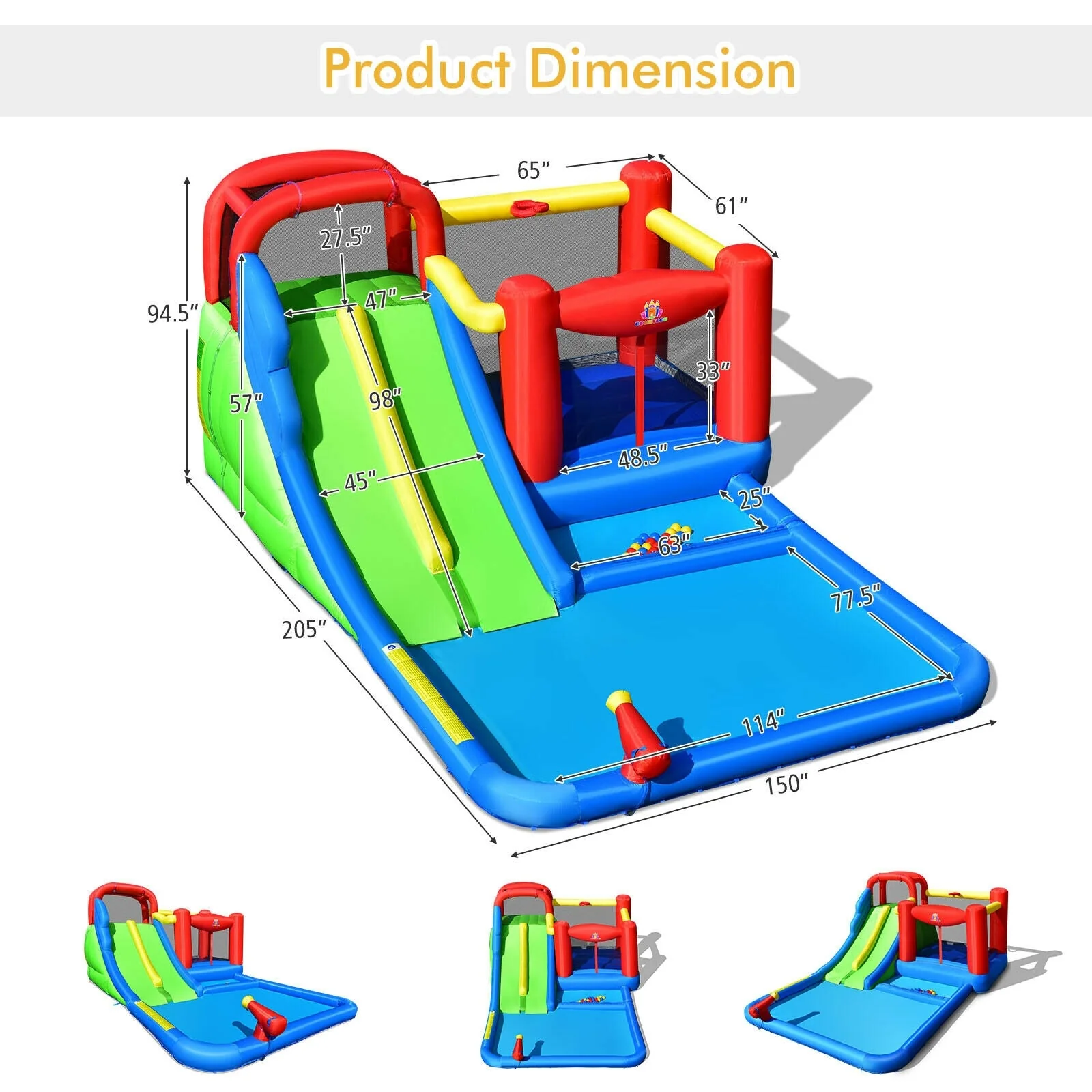 Inflatable Water Slide with Ocean Balls for Kids without Blower - Image 5