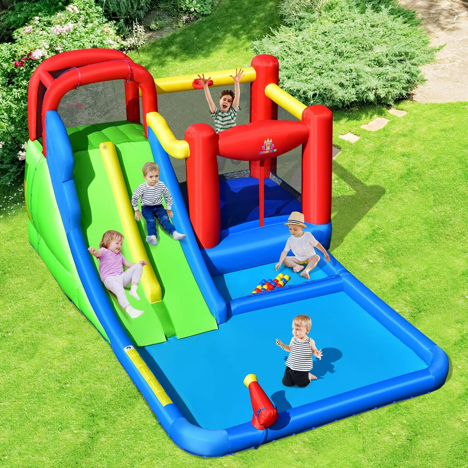 Inflatable Water Slide with Ocean Balls for Kids without Blower - Image 6