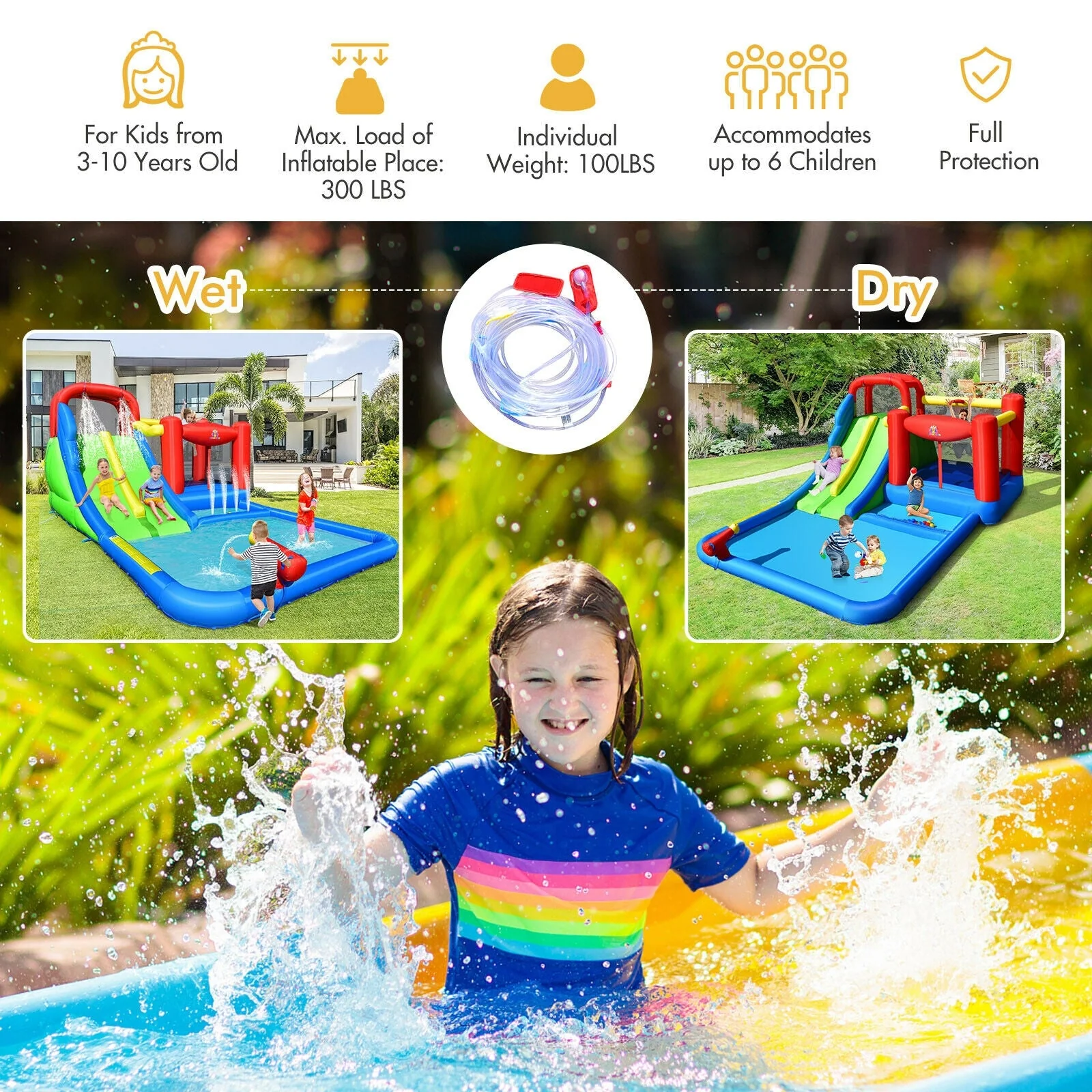Inflatable Water Slide with Ocean Balls for Kids without Blower - Image 7